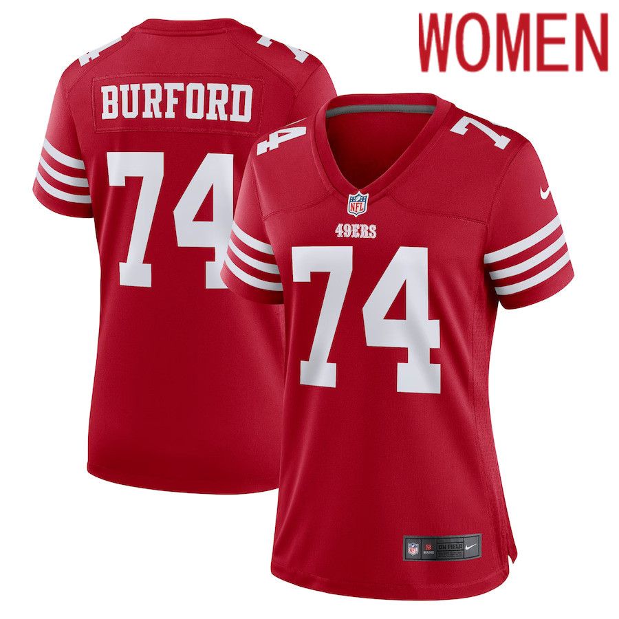 Women San Francisco 49ers 74 Spencer Burford Nike Scarlet Game Player NFL Jersey